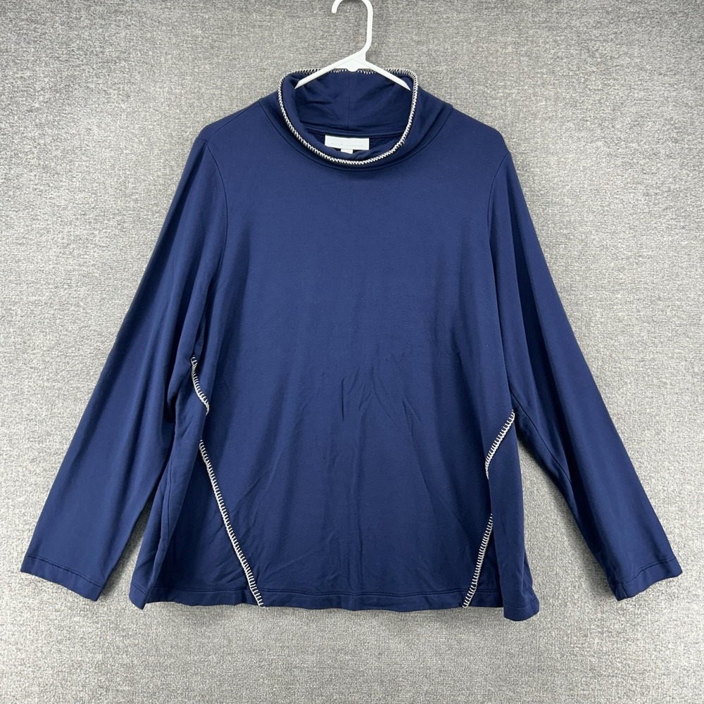 J Jill Pure Jill Tranquility Fleece Tunic Top Women Sz Large Petite Blue Casual